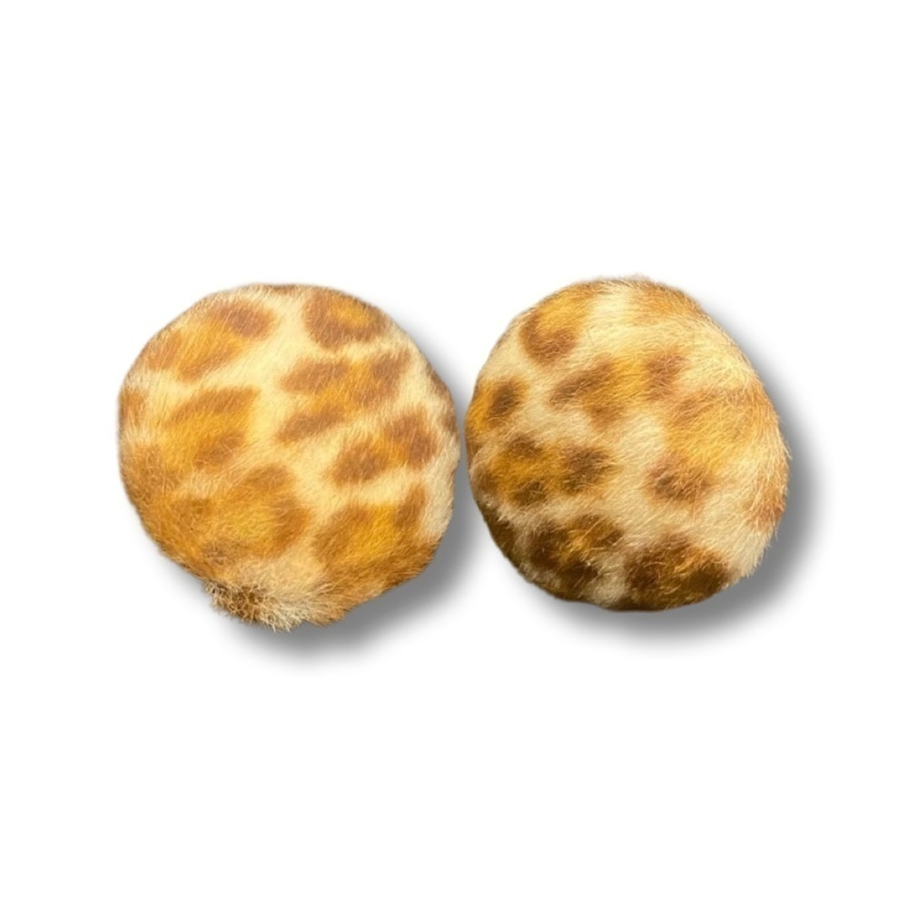 Vintage fuzzy leopard clip earrings